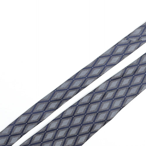 Austin Reed Mens Blue Geometric Silk Pointed Tie One Size - Diamond