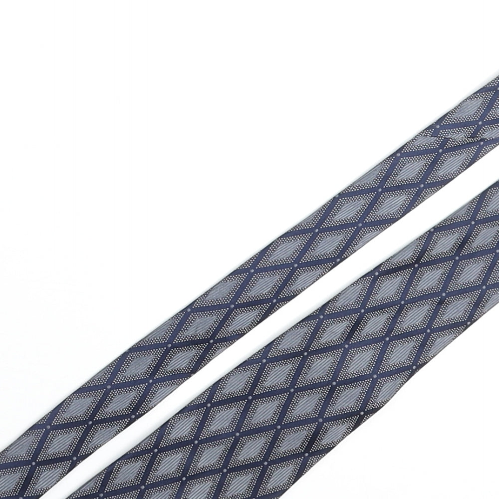 Austin Reed Mens Blue Geometric Silk Pointed Tie One Size - Diamond