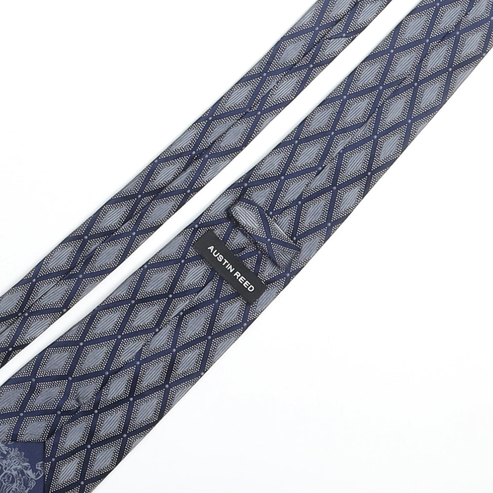 Austin Reed Mens Blue Geometric Silk Pointed Tie One Size - Diamond