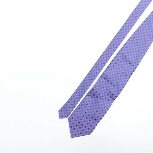 Charles Fox Mens Blue Plaids & Checks Polyester Pointed Tie One Size
