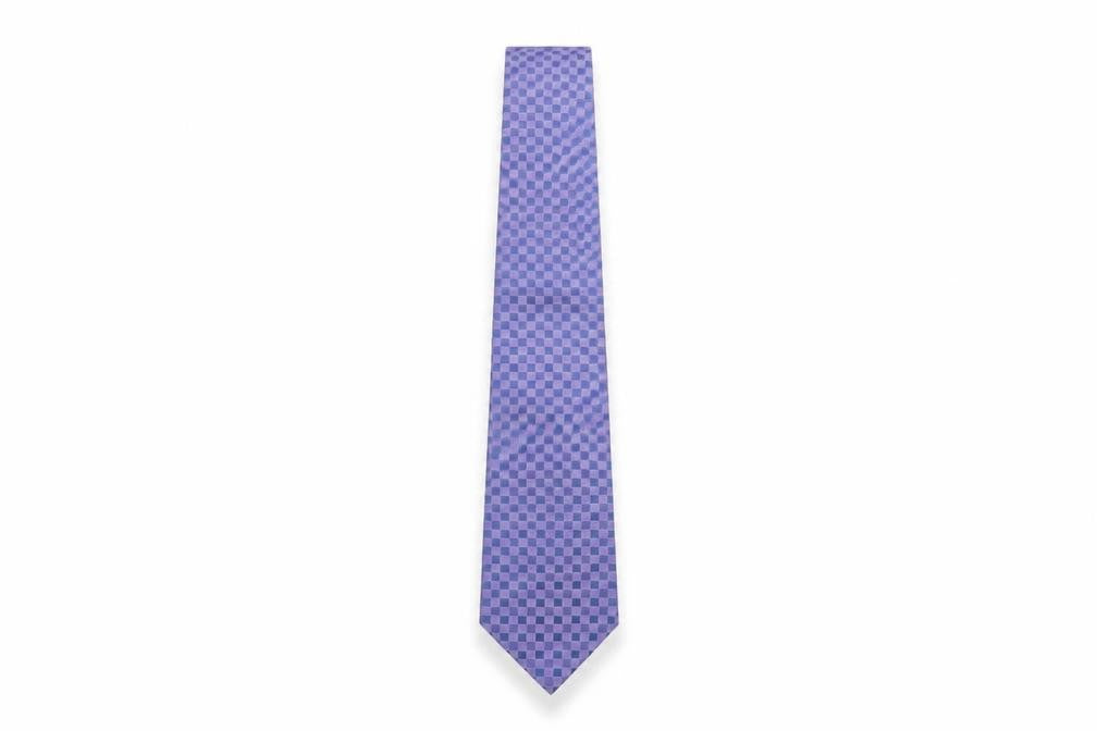 Front view of Charles Fox men’s blue plaids & checks polyester pointed tie one size