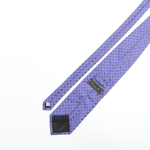 Charles Fox Mens Blue Plaids & Checks Polyester Pointed Tie One Size