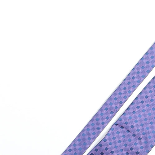 Charles Fox Mens Blue Plaids & Checks Polyester Pointed Tie One Size