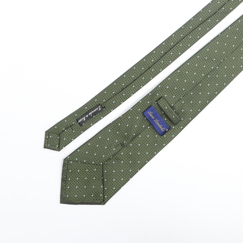 Lucio Lambeili Mens Green Geometric Polyester Pointed Tie One Size