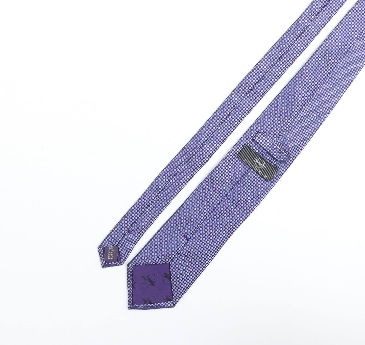 Paul Costelloe Mens Blue Plaids & Checks Silk Pointed Tie One Size