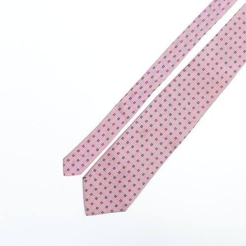 Jonelle Mens Pink Geometric Silk Pointed Tie One Size