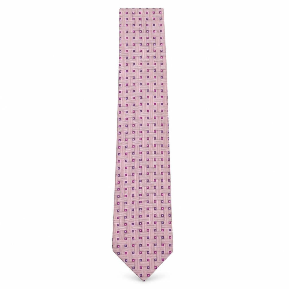 Front view of Jonelle men’s pink geometric silk pointed tie one size
