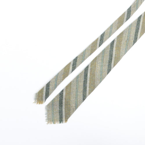 Lochcarron Mens Green Striped Wool Pointed Tie One Size - Raw Edge