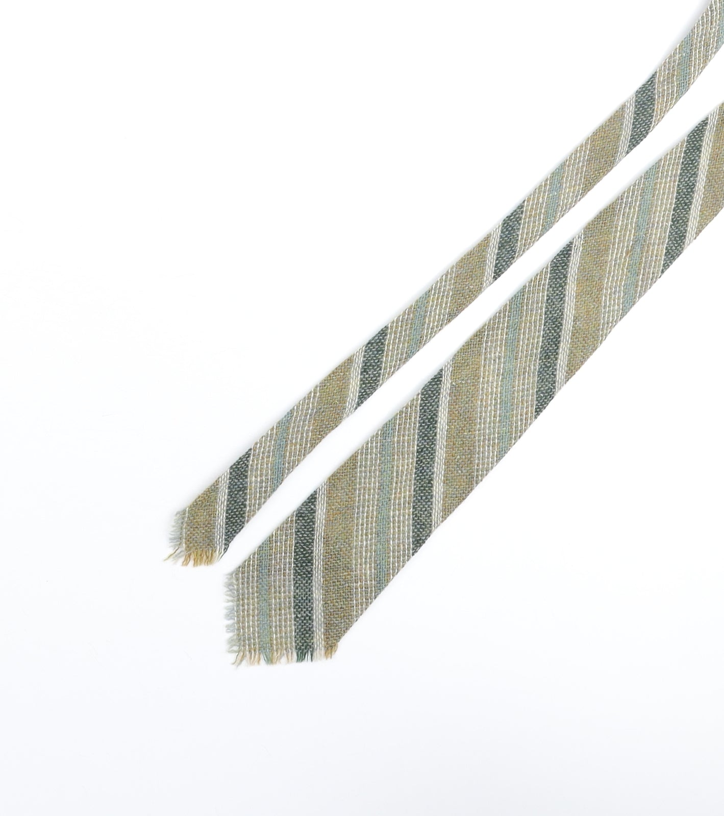 Lochcarron Mens Green Striped Wool Pointed Tie One Size - Raw Edge