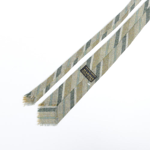 Lochcarron Mens Green Striped Wool Pointed Tie One Size - Raw Edge