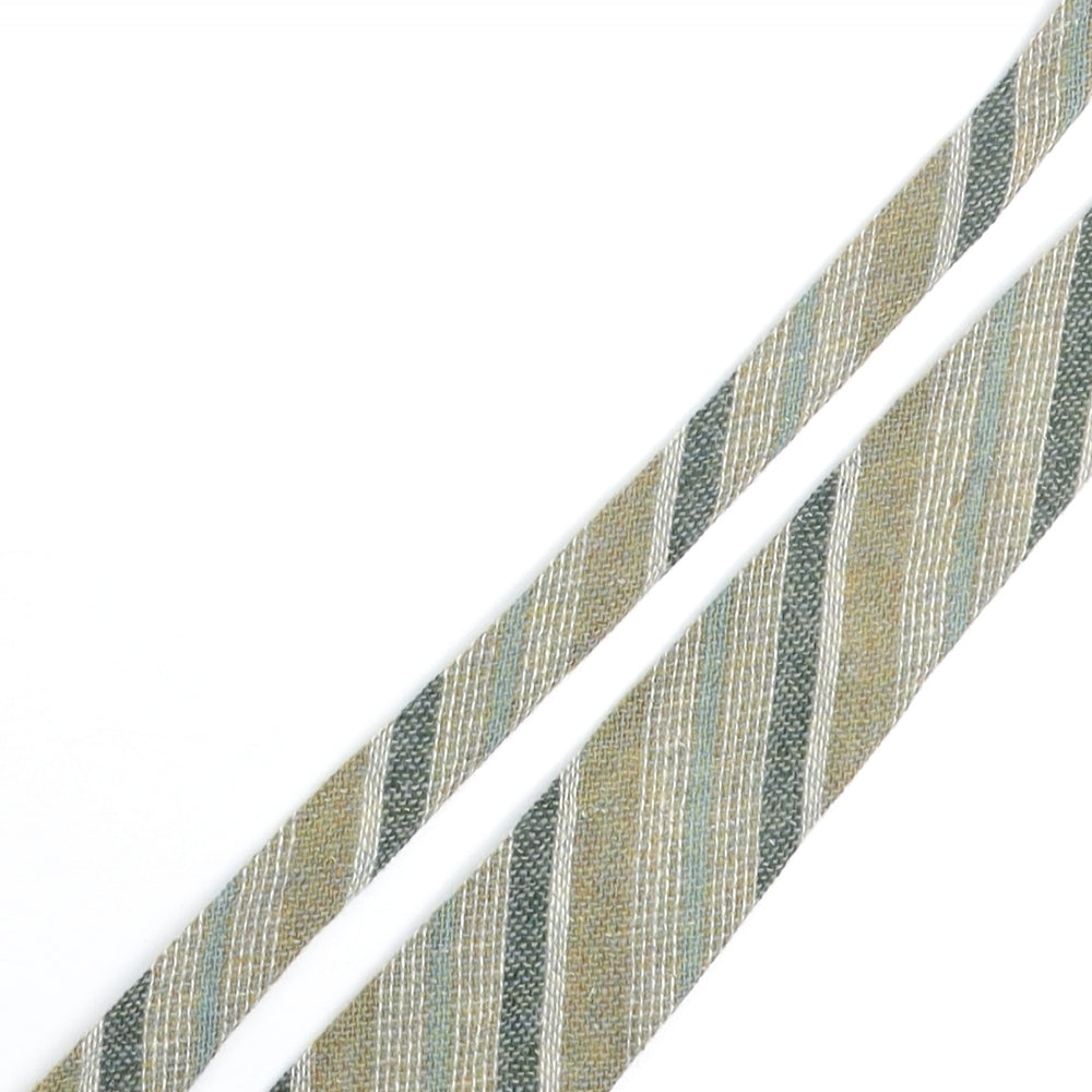 Lochcarron Mens Green Striped Wool Pointed Tie One Size - Raw Edge