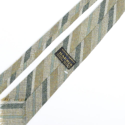 Lochcarron Mens Green Striped Wool Pointed Tie One Size - Raw Edge