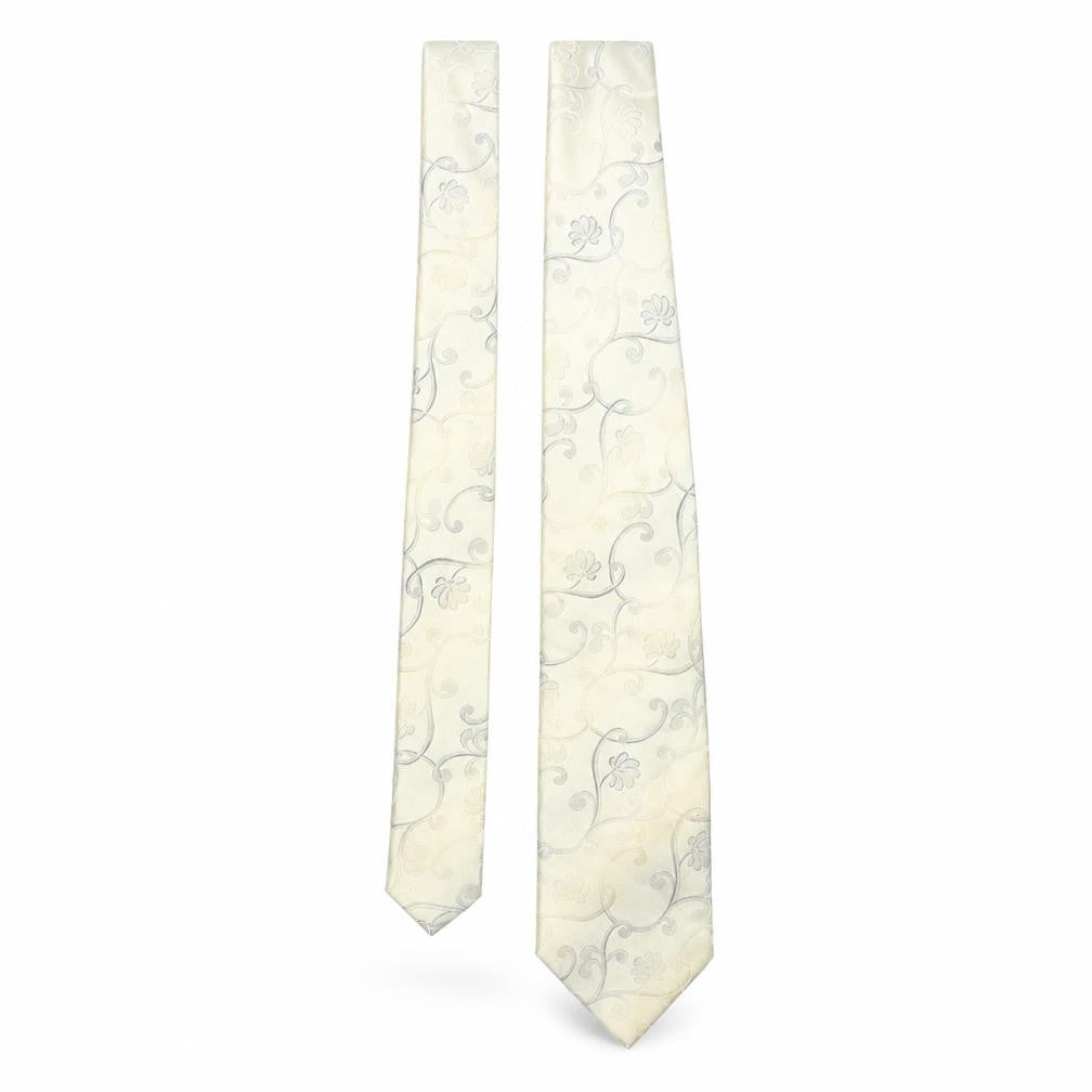 Baumer Mens Beige Geometric Silk Pointed Tie One Size - Floral Swirl