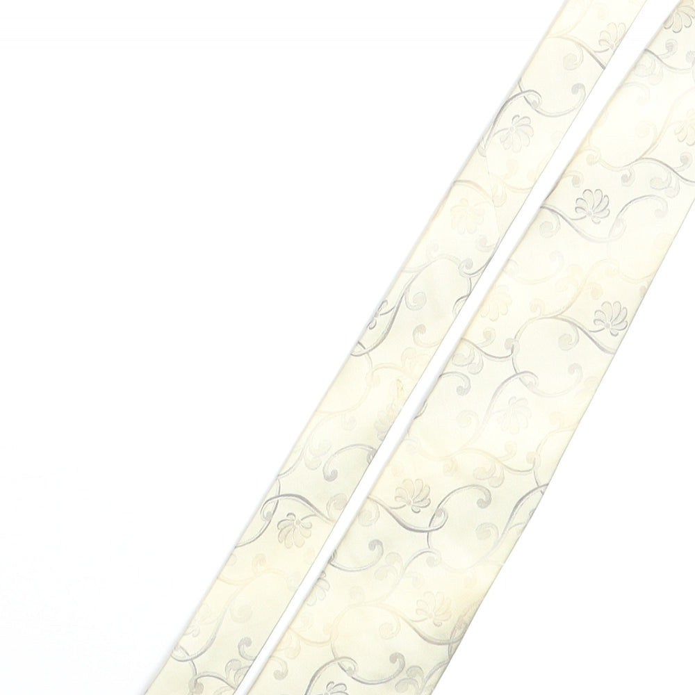 Baumer Mens Beige Geometric Silk Pointed Tie One Size - Floral Swirl