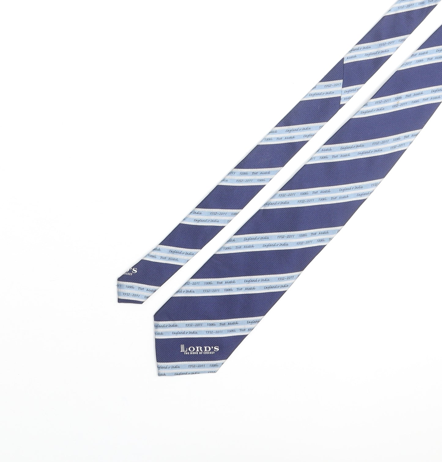 Lord's The Home Of Cricket Mens Blue Striped Silk Pointed Tie One Size - England V India Test Match 21st - 25th Jule 2011