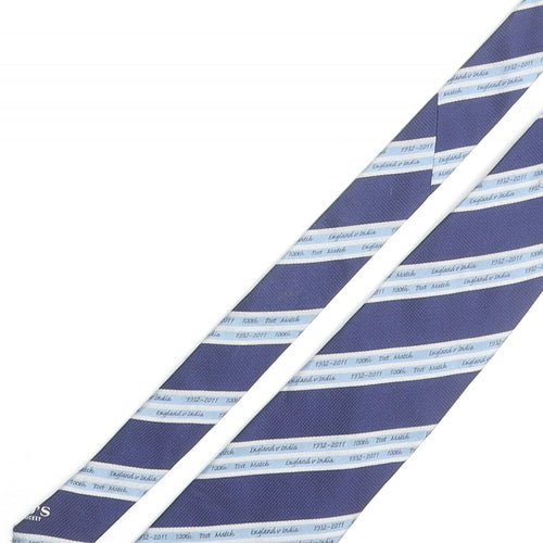Lord's The Home Of Cricket Mens Blue Striped Silk Pointed Tie One Size - England V India Test Match 21st - 25th Jule 2011