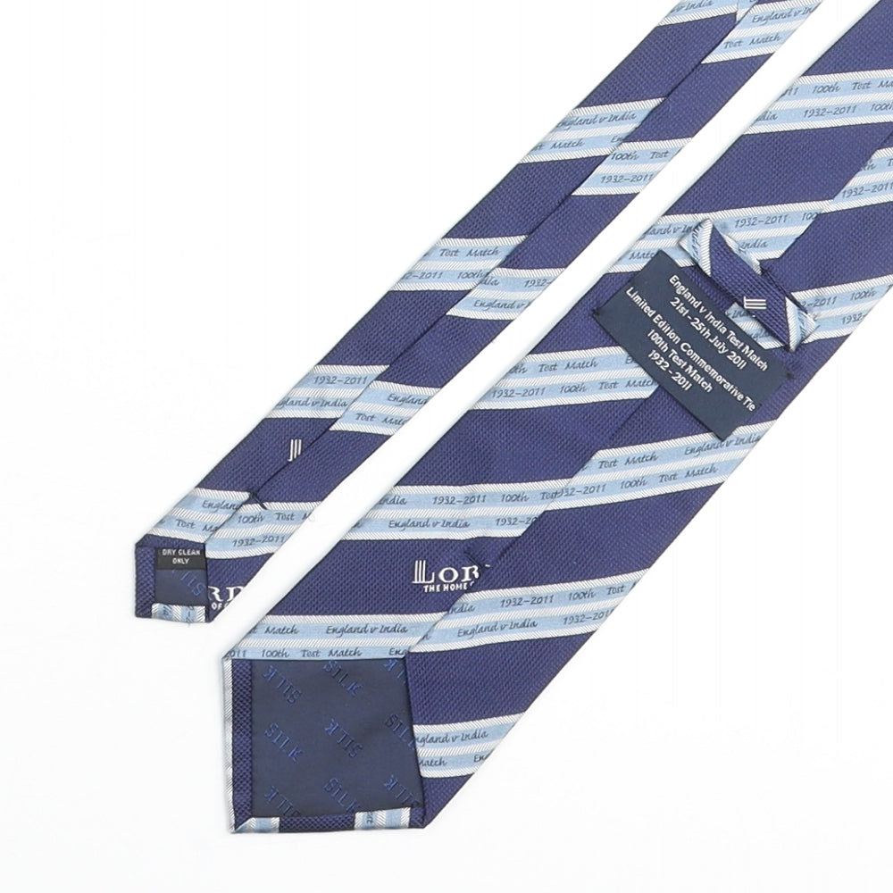 Lord's The Home Of Cricket Mens Blue Striped Silk Pointed Tie One Size - England V India Test Match 21st - 25th Jule 2011