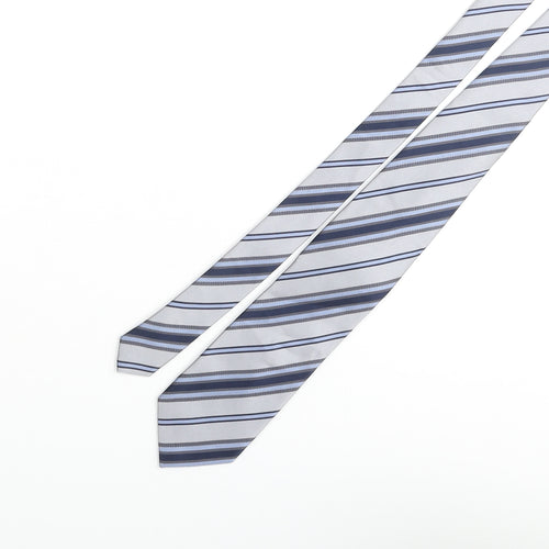 Van Gils Mens Blue Striped Silk Pointed Tie One Size