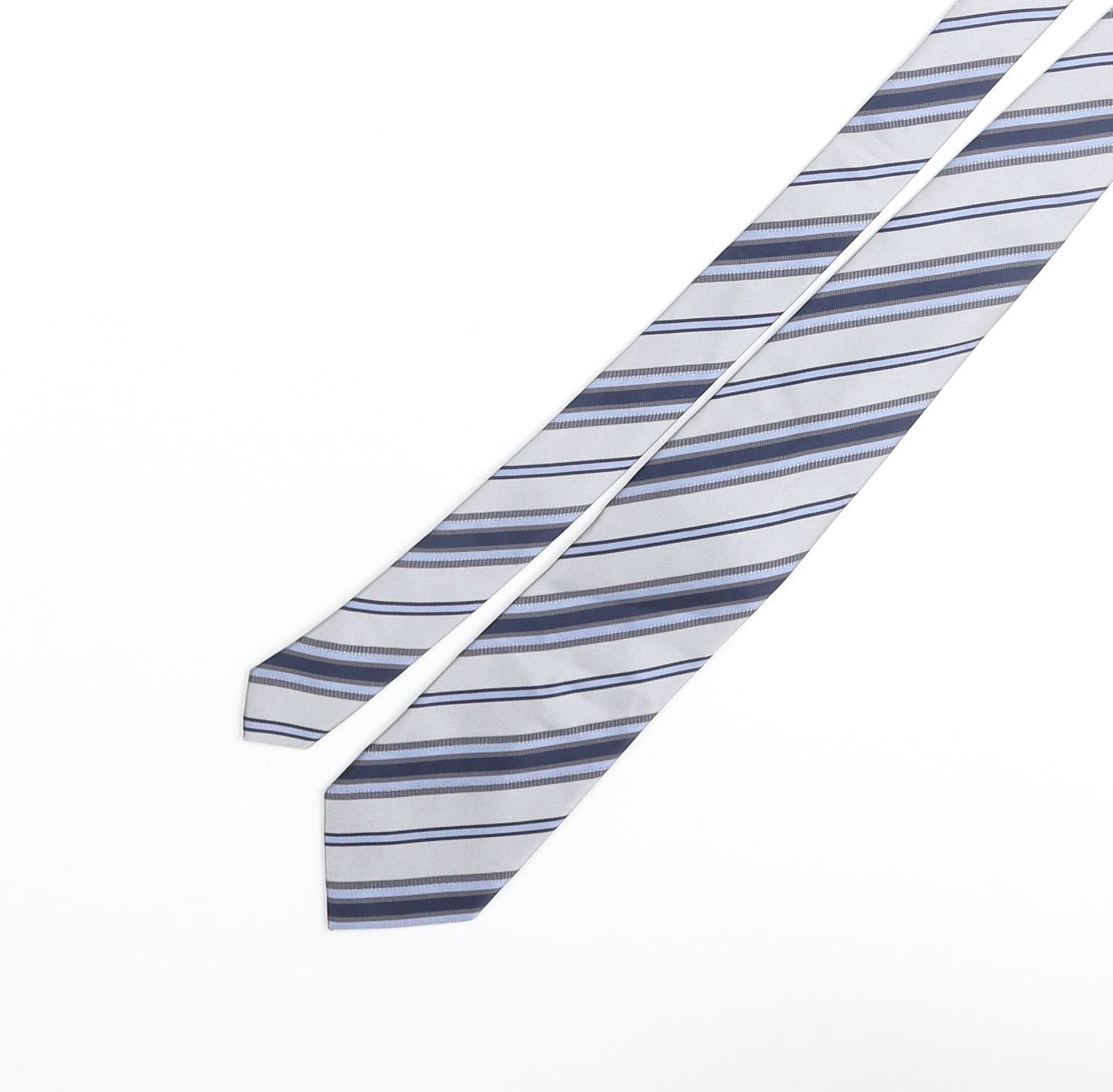 Van Gils Mens Blue Striped Silk Pointed Tie One Size