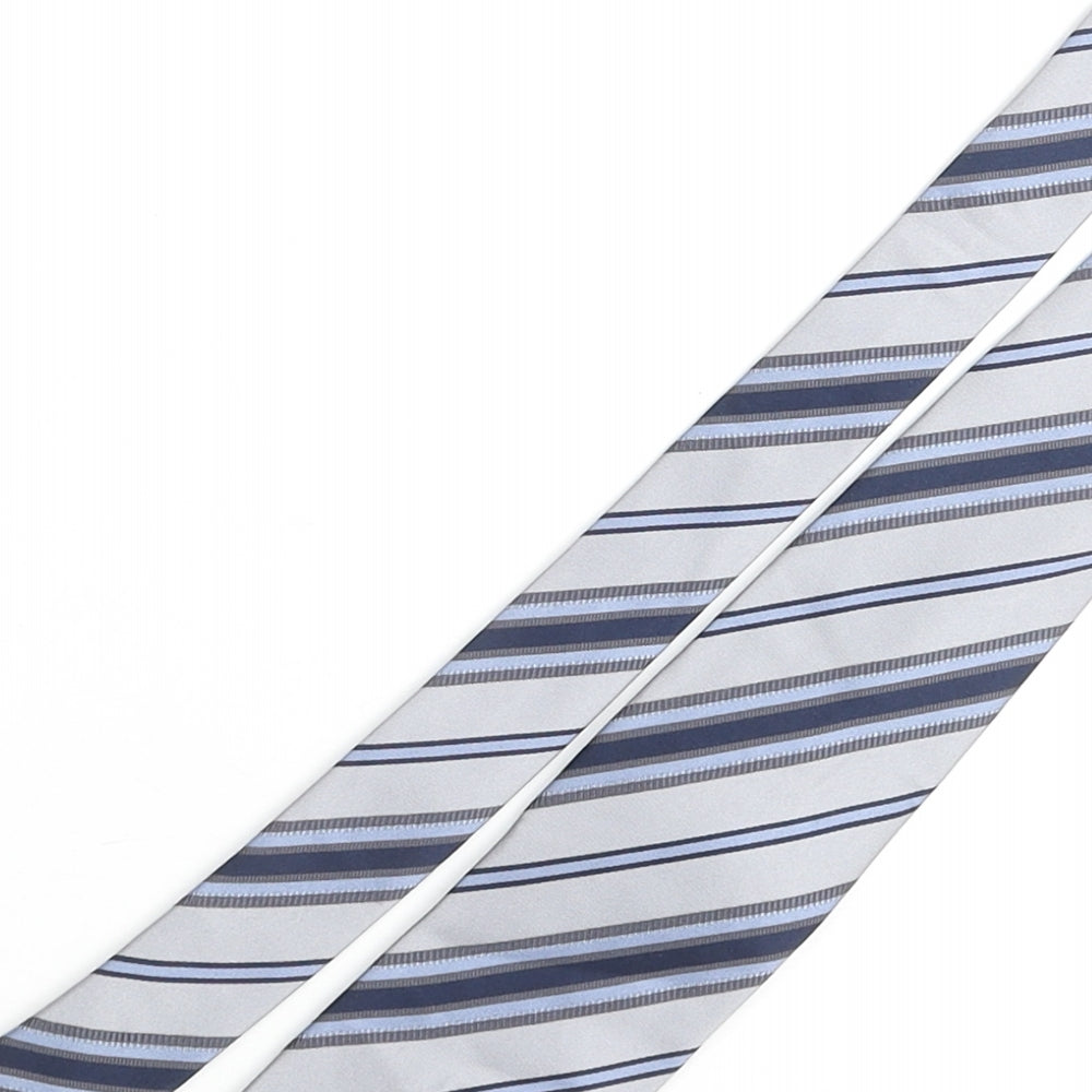 Van Gils Mens Blue Striped Silk Pointed Tie One Size