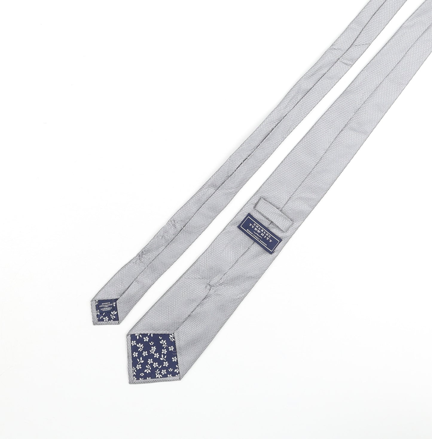 Charles Tyrwhitt Mens Grey Silk Pointed Tie One Size