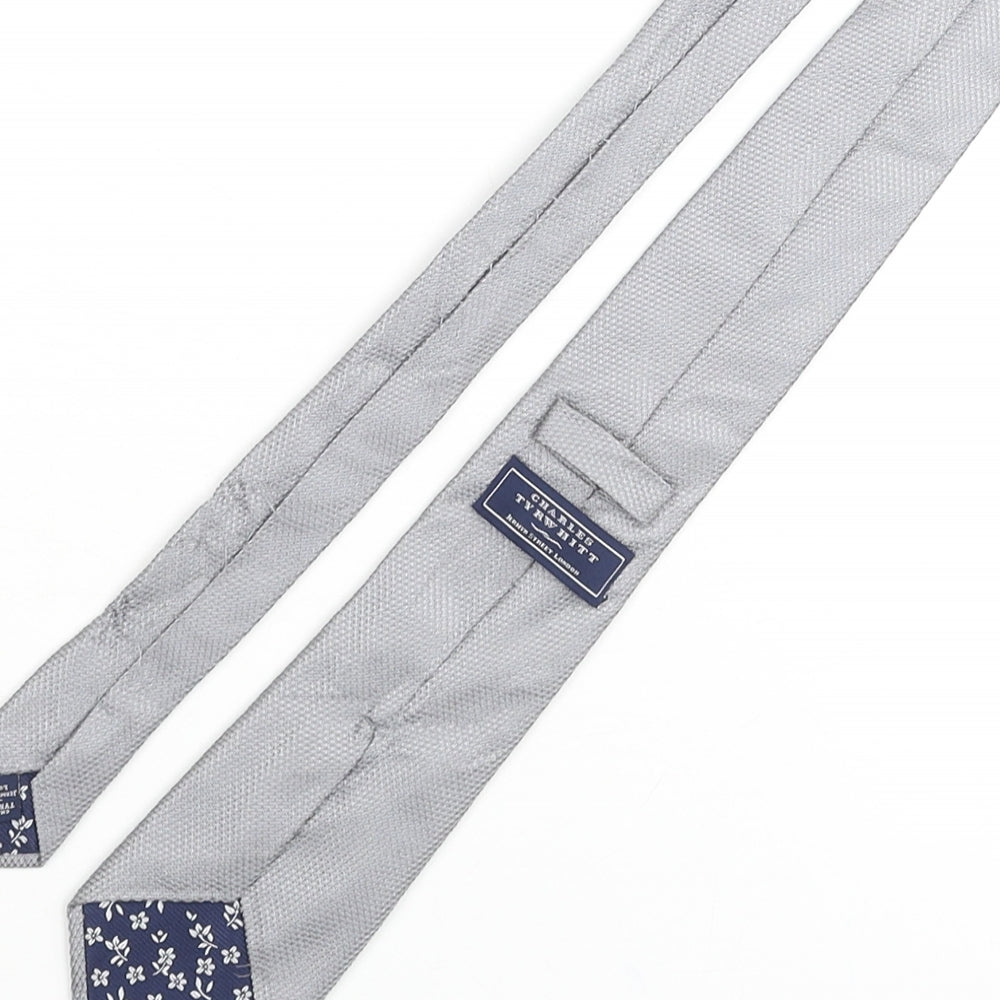 Charles Tyrwhitt Mens Grey Silk Pointed Tie One Size
