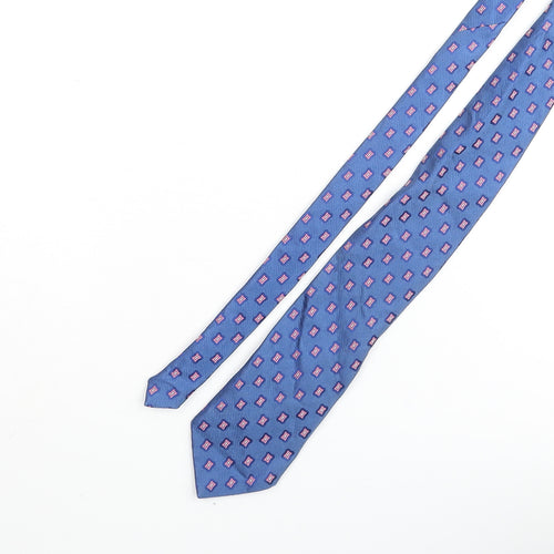 Davis & Oliver Mens Blue Geometric Silk Pointed Tie One Size