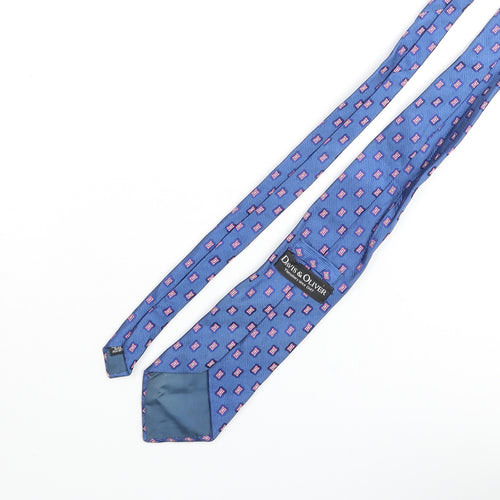 Davis & Oliver Mens Blue Geometric Silk Pointed Tie One Size