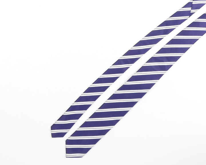 Olymp Mens Blue Striped Silk Pointed Tie One Size