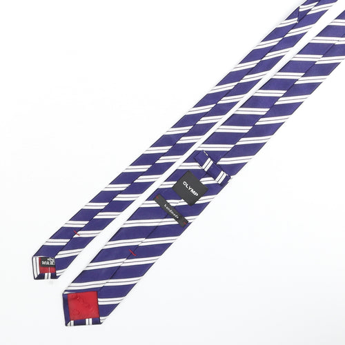 Olymp Mens Blue Striped Silk Pointed Tie One Size