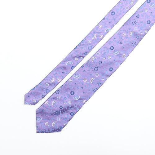 Thomas Nash Mens Purple Floral Silk Pointed Tie One Size
