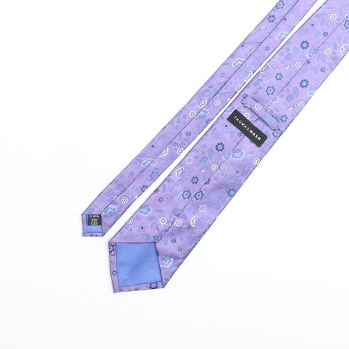 Thomas Nash Mens Purple Floral Silk Pointed Tie One Size