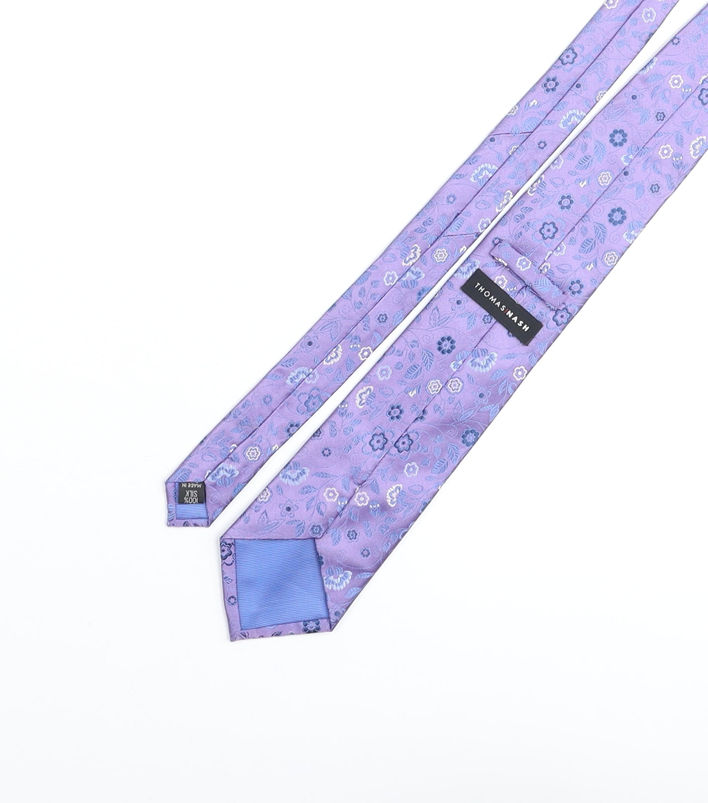 Thomas Nash Mens Purple Floral Silk Pointed Tie One Size