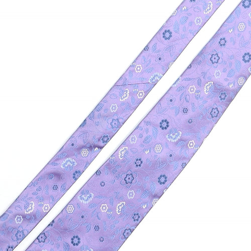 Thomas Nash Mens Purple Floral Silk Pointed Tie One Size