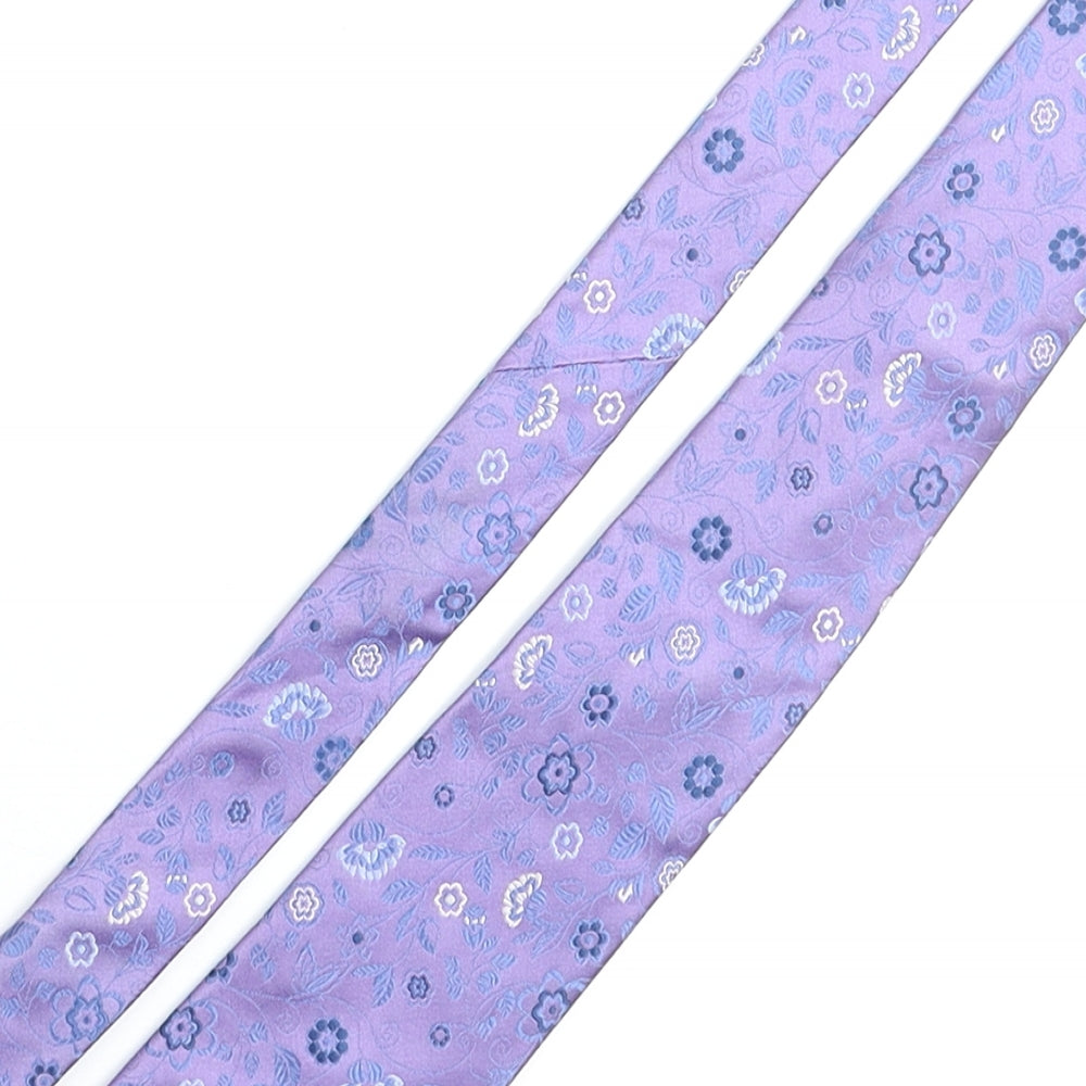 Thomas Nash Mens Purple Floral Silk Pointed Tie One Size