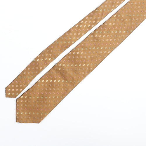 Soprano Mens Brown Geometric Silk Pointed Tie One Size