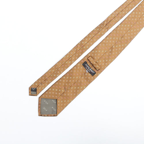 Soprano Mens Brown Geometric Silk Pointed Tie One Size