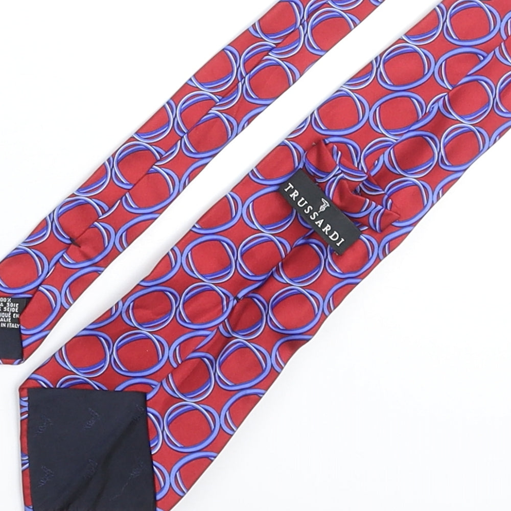 Trussardi Mens Multicoloured Geometric Silk Pointed Tie One Size