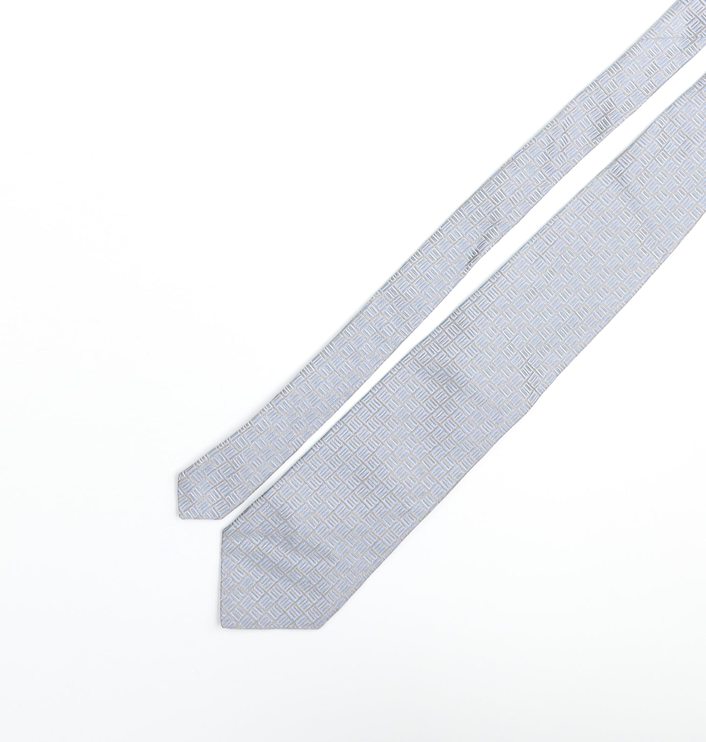 Frangi Mens Grey Geometric Silk Pointed Tie One Size