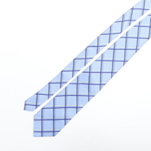 Deha Villand Mens Blue Plaids & Checks Silk Pointed Tie One Size
