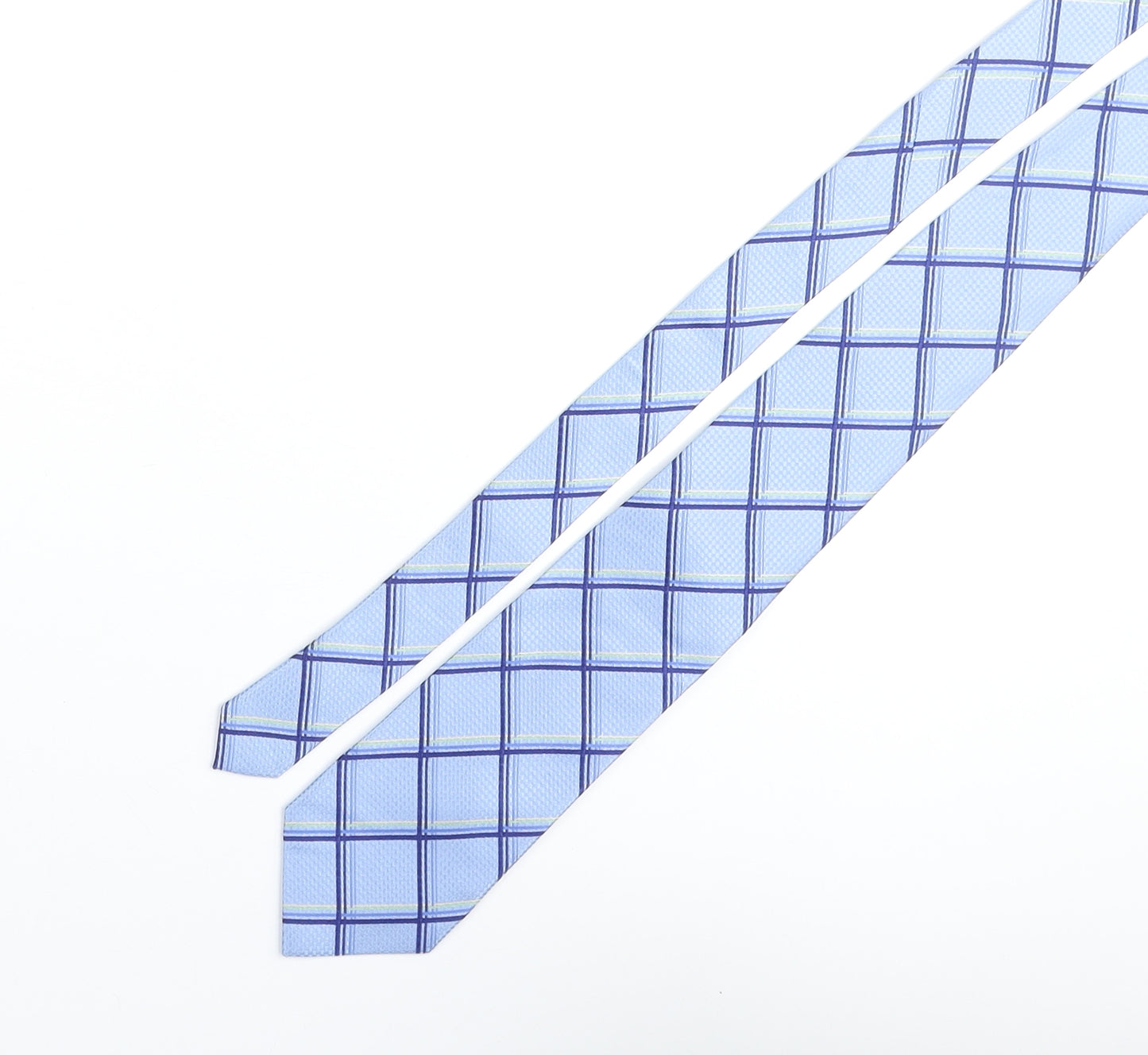 Deha Villand Mens Blue Plaids & Checks Silk Pointed Tie One Size