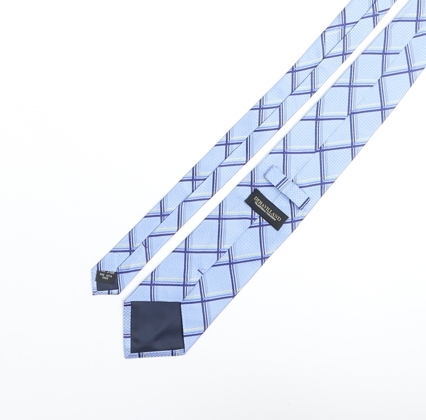 Deha Villand Mens Blue Plaids & Checks Silk Pointed Tie One Size