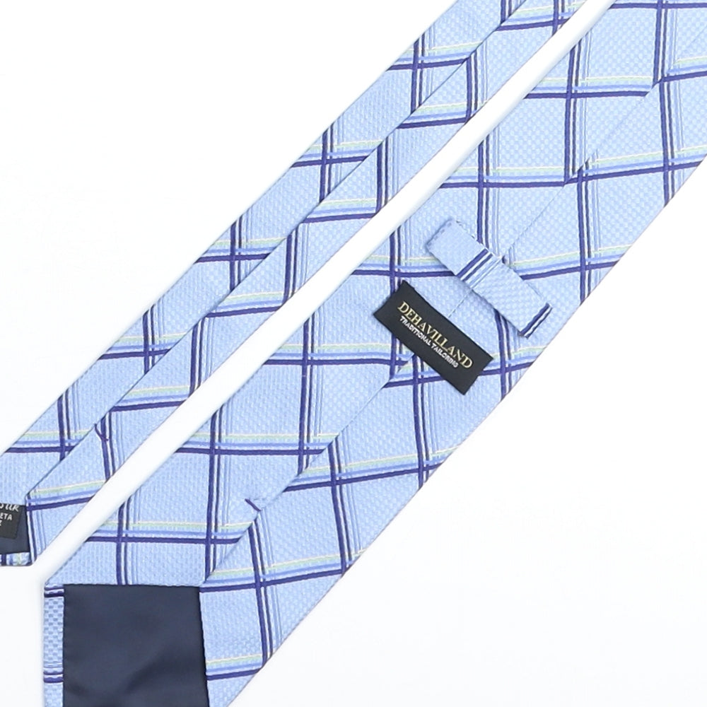 Deha Villand Mens Blue Plaids & Checks Silk Pointed Tie One Size