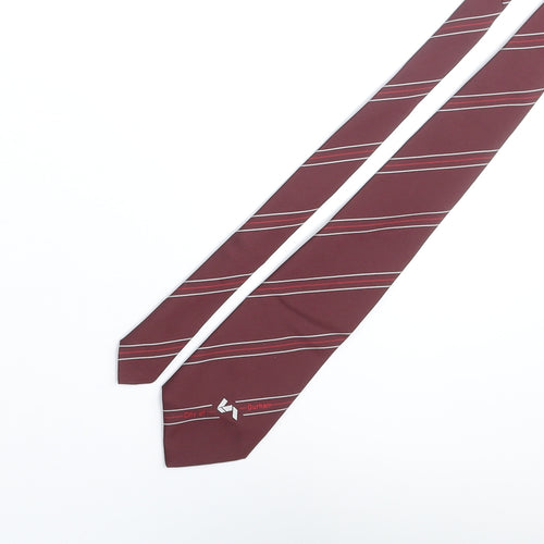 City of Durham Mens Red Striped Polyester Pointed Tie One Size - City of Durham