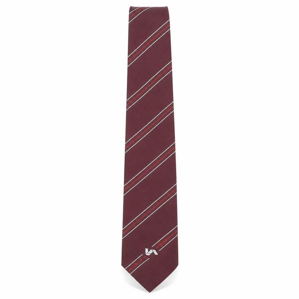 City of Durham Mens Red Striped Polyester Pointed Tie One Size - City of Durham