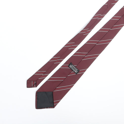 City of Durham Mens Red Striped Polyester Pointed Tie One Size - City of Durham