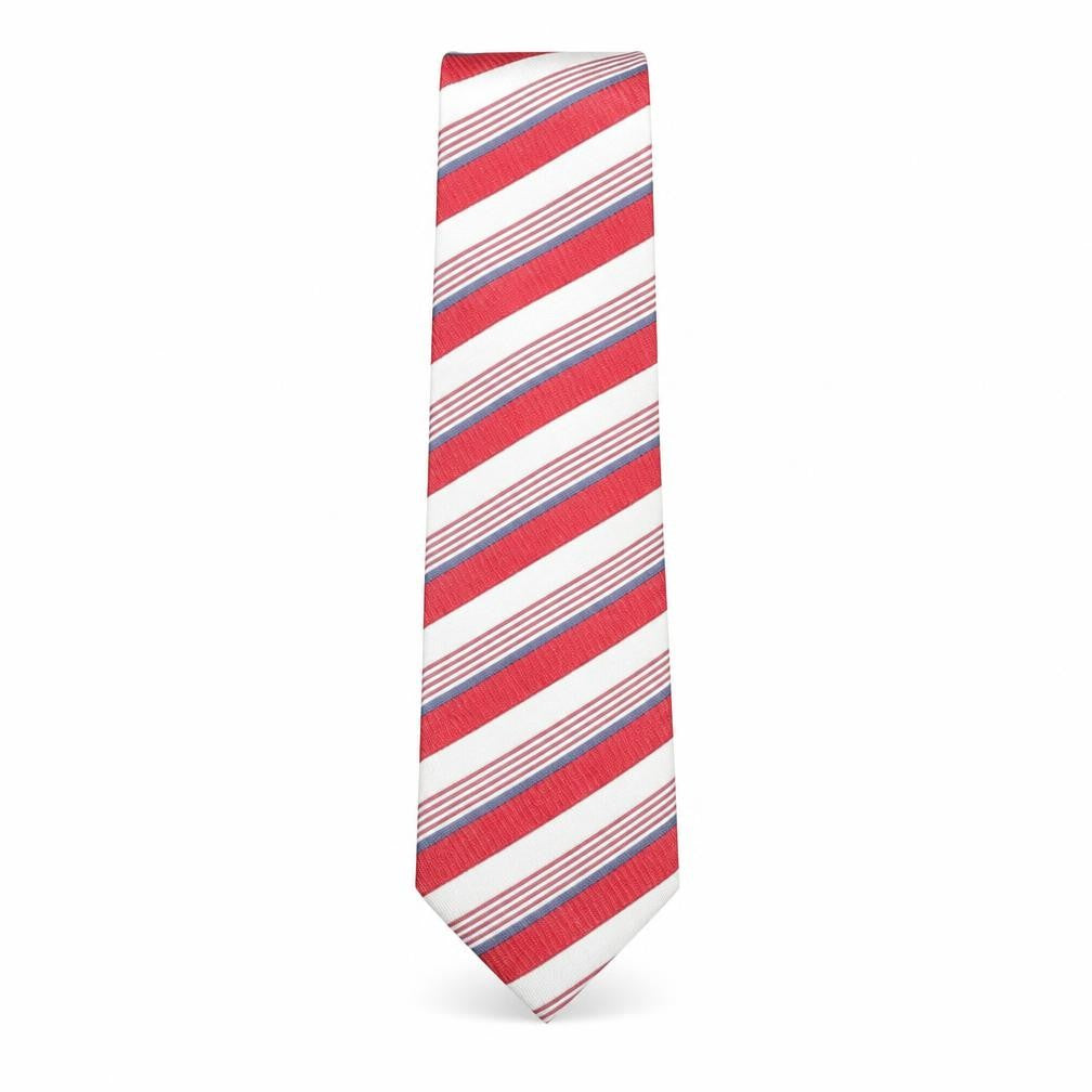 Front view of Frangi men’s multicoloured striped silk pointed tie one size