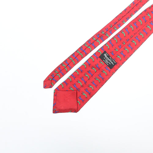 T.M.Lewin Mens Red Geometric Silk Pointed Tie One Size - Dog Print Logo