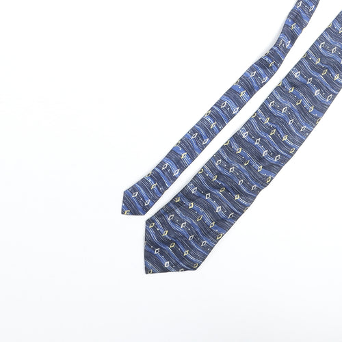 Jonelle Mens Blue Geometric Polyester Pointed Tie One Size - Diamond Wave