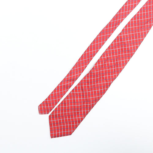 Frangi Mens Red Plaids & Checks Silk Pointed Tie One Size